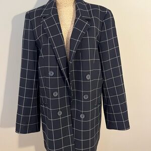 Nine West Black/white windowpane blazer